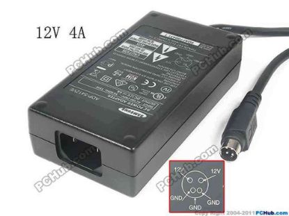 130123 Delta Electronics ADP-5412VE AC Adapter - NEW Original 12V 4A, 4-Pin Din, C14, New Delta Electronics ADP-5412VE AC Adapter - NEW Original 