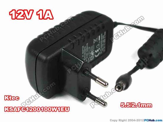 130177 Ktec KSAFC1200100W1EU AC Adapter - NEW Original 12V 1A, 5.5/2.1mm, EU 2-Pin, New Ktec KSAFC1200100W1EU AC Adapter - NEW Original 