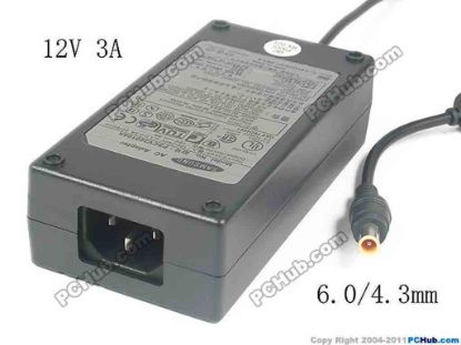 130251 Samsung Laptop Common Item (Samsung Laptop) AC Adapter  SAD03612A-UV, 12V 3A, 6.0/4.3mm, Pin, C14, New Samsung Laptop Common Item (Samsung Laptop) AC Adapter