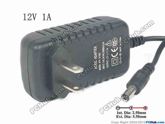 130377 PCH OEM Power AC Adapter - Compatible 12V 1A, Barrel 5.5/2.1mm, US 2-Pin Plug, New PCH OEM Power AC Adapter - Compatible 