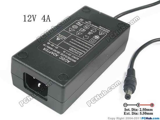 130461 PCH OEM Power AC Adapter - Compatible ODL-1250, 12V 4A 5.5/2.5mm, C14, New PCH OEM Power AC Adapter - Compatible 