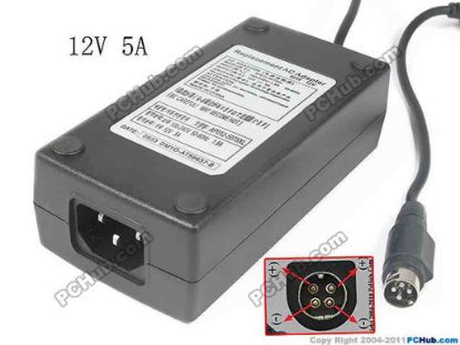 130468 PCH OEM Power AC Adapter - Compatible AP012-5075XL, 12V 5A, 4-Pin, P1&4=+, C14, New PCH OEM Power AC Adapter - Compatible 