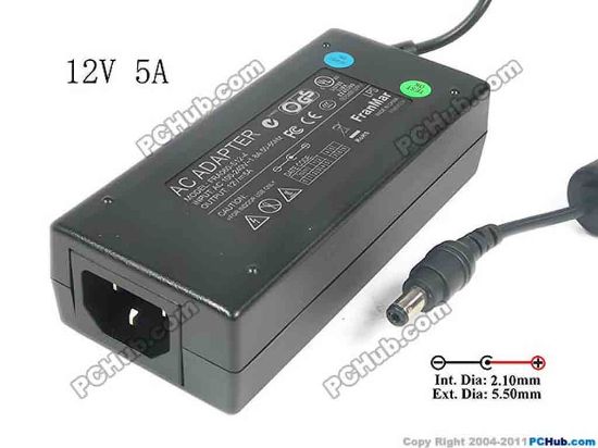 130472 PCH OEM Power AC Adapter - Compatible FRA060-S12-4, 12V 5A 5.5/2.1mm, C14, New PCH OEM Power AC Adapter - Compatible 