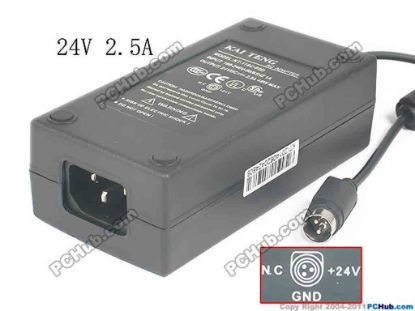 130545 PCH OEM Power AC Adapter - Compatible KT-118C-60B, 24V 2.5A, 3-Pin Din, C14, New PCH OEM Power AC Adapter - Compatible 