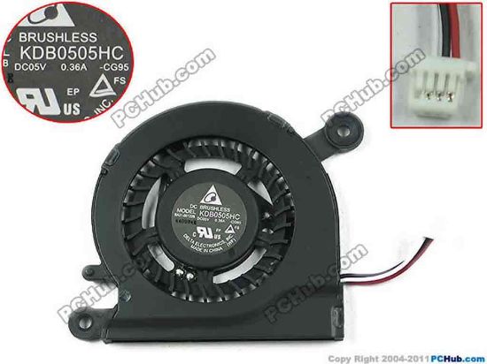 130911 Delta Electronics KDB0505HC Cooling Fan  -CG95, DC5V 0.36A, Bare Delta Electronics KDB0505HC Cooling Fan  