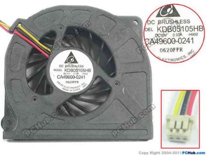 130913 Delta Electronics KDB05105HB Cooling Fan  -H902, DC5V 0.37A, Bare Delta Electronics KDB05105HB Cooling Fan  