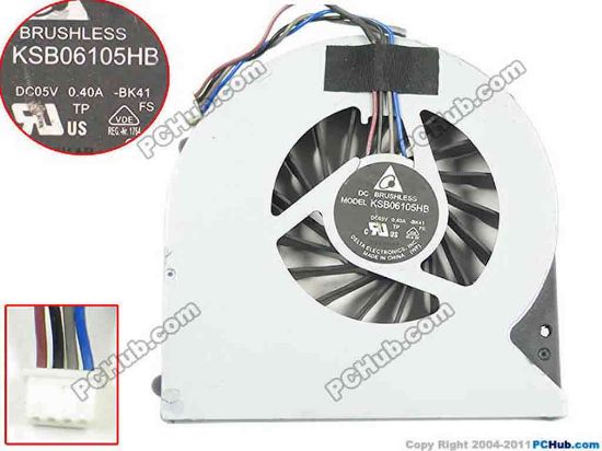 130951 Delta Electronics KSB06105HB Cooling Fan  -BK41, DC5V 0.40A, Bare Delta Electronics KSB06105HB Cooling Fan  
