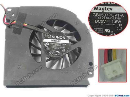 131007 SUNON GB0507PGV1-A Cooling Fan  13.V1B2835.F.GN, DC5V 1.6W, Bare SUNON GB0507PGV1-A Cooling Fan  