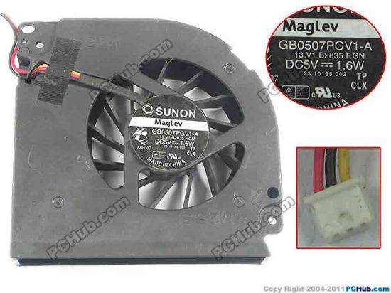 131007 SUNON GB0507PGV1-A Cooling Fan  13.V1B2835.F.GN, DC5V 1.6W, Bare SUNON GB0507PGV1-A Cooling Fan  