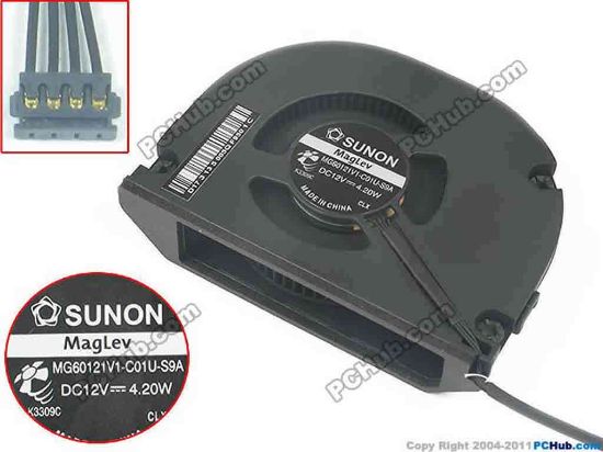 131010 SUNON MG60121V1-C01U-S9A Cooling Fan  DC12V 4.20W, Bare SUNON MG60121V1-C01U-S9A Cooling Fan  