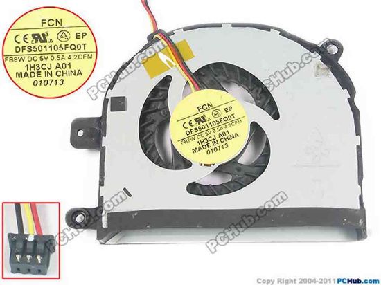 131051 Forcecon DFS501105FQ0T Cooling Fan  FB8W, DC5V 0.5A, Bare fan Forcecon DFS501105FQ0T Cooling Fan  