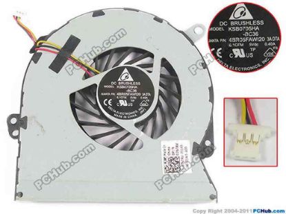 131105 Delta Electronics KSB0705HA Cooling Fan  -BC36, DC5V 0.40A, Bare fan Delta Electronics KSB0705HA Cooling Fan  