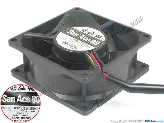 131583 Sanyo Denki 109P0812H2D041 Server - Square Fan sq80x80x35,w110x3x3, 12V 0.16A Sanyo Denki 109P0812H2D041 Server - Square Fan 