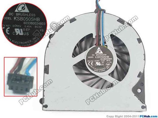 132012 Delta Electronics KSB0505HB Cooling Fan  -BC52, DC5V 0.40A, Bare fan Delta Electronics KSB0505HB Cooling Fan  
