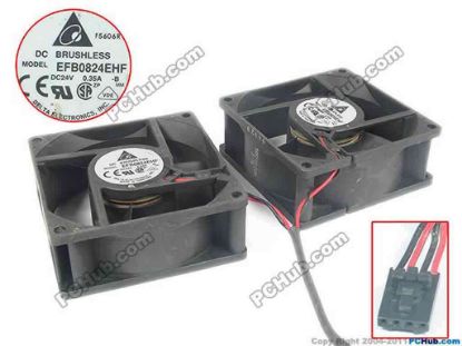 132131 Delta Electronics EFB0824EHF Server - Square Fan -B, DC 24V 0.35A, 80X80X35mm, 2fan Delta Electronics EFB0824EHF Server - Square Fan