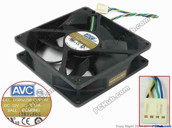 132344 AVC DS09225B12HPFAF Server - Square Fan sq92x92x25mm, w80x3x3, 12V 0.41A AVC DS09225B12HPFAF Server - Square Fan 