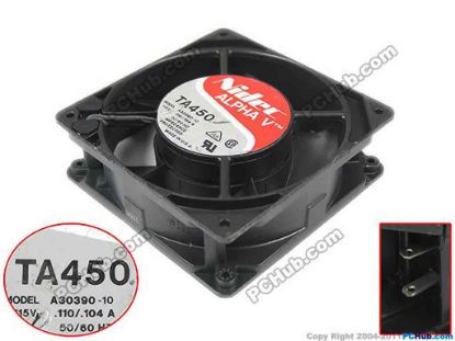 132373 Nidec A30390-10 Server - Square Fan AC 115V 0.110A, 120x120x38mm, 0-wire Nidec A30390-10 Server - Square Fan 