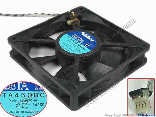 132375 Nidec A32670-16 Server - Square Fan sq120x120x25mm, 2-wire, 24V 0.31A,  Nidec A32670-16 Server - Square Fan 