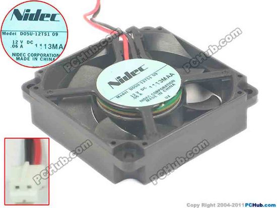 132423 Nidec D05U-12TS1 Server - Square Fan 09, sq50x50x10mm, 2-wire, 12V 0.06A Nidec D05U-12TS1 Server - Square Fan 