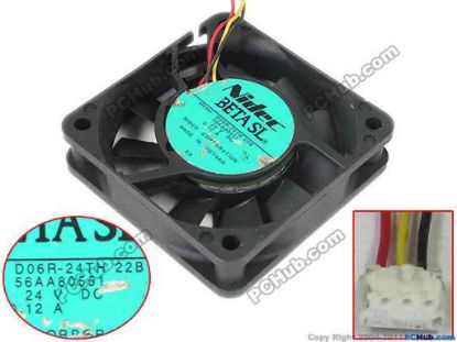 132435 Nidec D06R-24TH Server - Square Fan 22B, 56aa80550, sq60x60x15mm, w70x3x3, 24V 0.12A Nidec D06R-24TH Server - Square Fan 