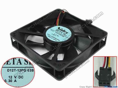 132477 Nidec D12T-12PG  Server - Square Fan 03B, sq120x120x25mm, 3-wire, 12V 0.30A Nidec D12T-12PG  Server - Square Fan 