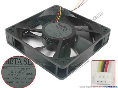 132479 Nidec D12T-12PM Server - Square Fan 30B, sq120x120x25mm, 3-wire, 12V 0.16A Nidec D12T-12PM Server - Square Fan 