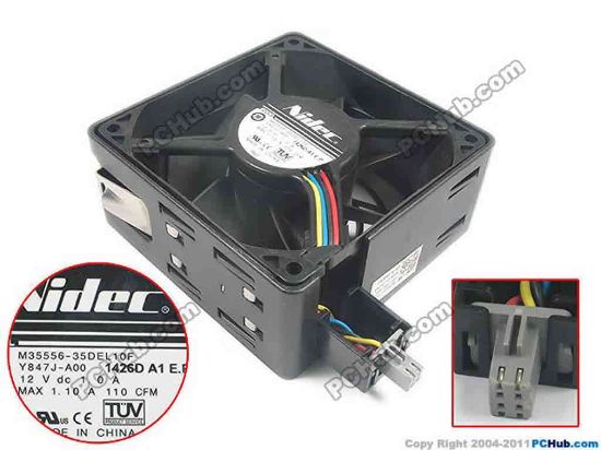 132508 Nidec M35556-35DEL10F Server - Square Fan Y847J, sq92x92x38mm, 4-wire, 12V 1A Nidec M35556-35DEL10F Server - Square Fan