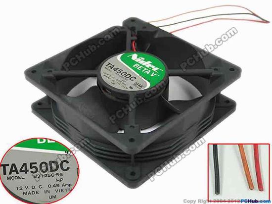 132519 Nidec TA450DC B31256-56 Server - Square Fan HP, sq120x120x38mm, 3-wire, 12V 0.49A Nidec TA450DC B31256-56 Server - Square Fan 