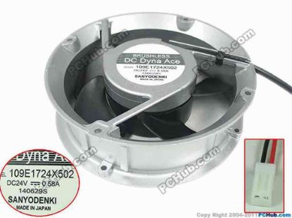 132550 Sanyo Denki 109E1724X502 Server - Round Fan dia172x172x51, 2-wire, 24V 0.58A Sanyo Denki 109E1724X502 Server - Round Fan 