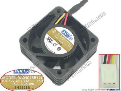 132927 AVC DA04015B12L Server - Square Fan sq40x40x15mm, 3-wire, 12V 0.21A AVC DA04015B12L Server - Square Fan 