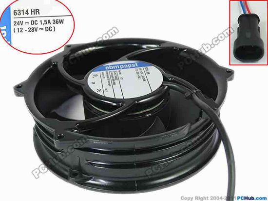 132972 ebm-papst 6314 HR Server - Square Fan sq172x172x52mm, 2-wire, 24V 1.65A ebm-papst 6314 HR Server - Square Fan