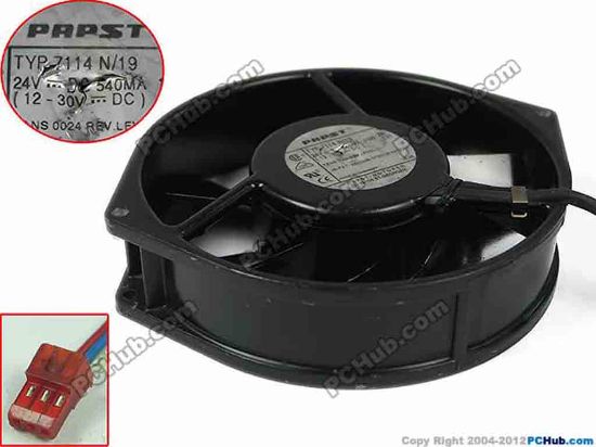 132994 ebm-papst TYP 7114N/19 Server - Round Fan dia170x170x38mm, w250x3x3, 24V 13W ebm-papst TYP 7114N/19 Server - Round Fan