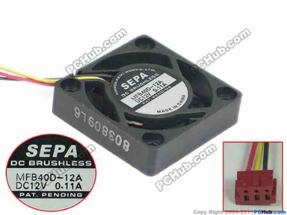 133084 SEPA MFB40D-12A Server - Square Fan sq40x40x10mm, w45x3x3, 12V 0.11A SEPA MFB40D-12A Server - Square Fan 