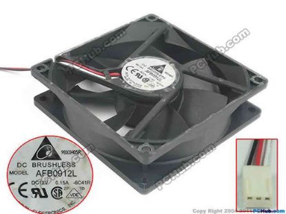 133379 Delta Electronics AFB0912L Server - Square Fan -6C41R, sq90x90x25, w150x3x3, 12V 0.15A Delta Electronics AFB0912L Server - Square Fan 