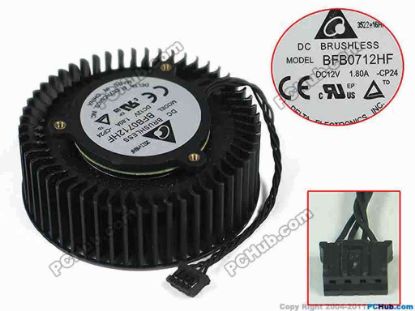 133559 Delta Electronics BFB0712HF Server - Round Fan CP24, dia65x65x25mm, w60x4x4, 12V 1.80A Delta Electronics BFB0712HF Server - Round Fan 