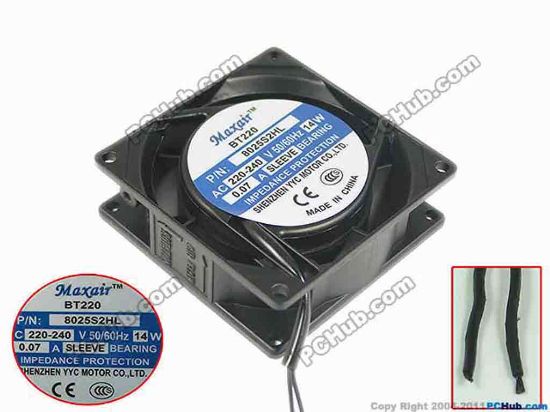 133605 Other Brands 8025S2HL Server - Square Fan sq80x80x25mm, 2-wire, 220V 0.07A Other Brands 8025S2HL Server - Square Fan 