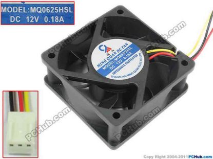 133609 Other Brands MQ0625HSL Server - Square Fan sq60x60x25mm, 3-wire, 12V 0.18A Other Brands MQ0625HSL Server - Square Fan 