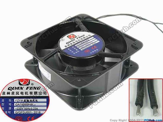 133673 QUAN FENG QA15050HBL2 Server - Square Fan sq150x150x50mm, 2-wire, 220V 0.25A QUAN FENG QA15050HBL2 Server - Square Fan 