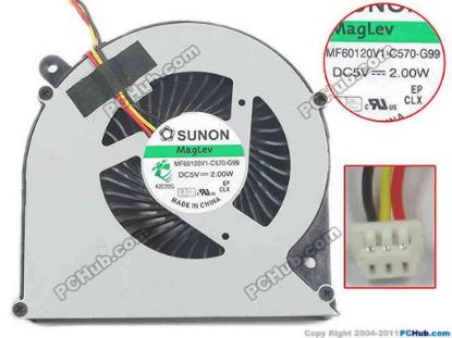 133873 SUNON MF60120V1-C570-G99 Cooling Fan  5V 2.0W, w20x3x3 SUNON MF60120V1-C570-G99 Cooling Fan  