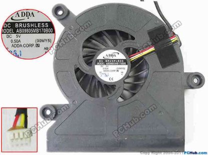 133916 ADDA AB09805MB170B00 Cooling Fan  00MY5, 5V 0.50A, w20x4x4 ADDA AB09805MB170B00 Cooling Fan  