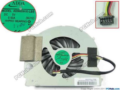 133927 ADDA AD9405HX-LBB Cooling Fan  WJ12, 5V 0.50A, w20x4x4 ADDA AD9405HX-LBB Cooling Fan  
