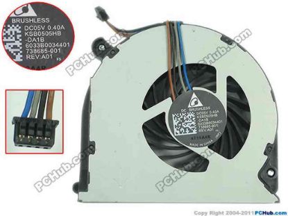 133987 Delta Electronics KSB0505HB Cooling Fan  738685-001, DA1B, 5V 0.40A, w20x4x4 Delta Electronics KSB0505HB Cooling Fan