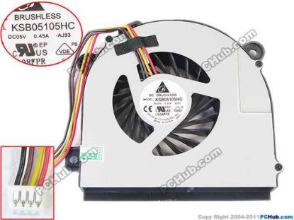 133994 Delta Electronics KSB05105HC Cooling Fan  AJ93, 5V 0.45A, w20x4x4 Delta Electronics KSB05105HC Cooling Fan  