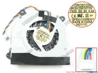 134597 Forcecon DFS531205M30T Cooling Fan   F92S, DC5V 0.50A, Bare fan, New Forcecon DFS531205M30T Cooling Fan  