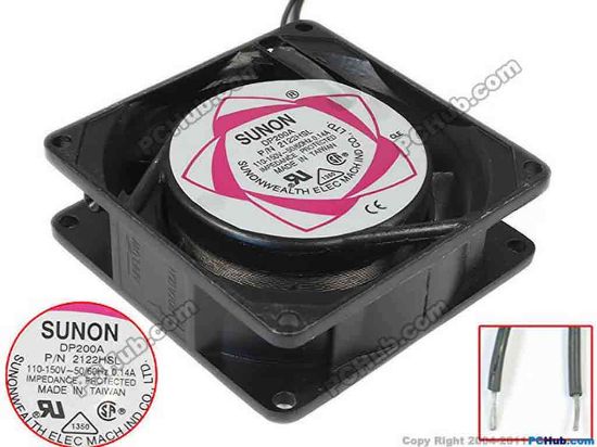 134612 Sunon Wealth DP200A Server - Square Fan 2122HSL, AC 110V 0.14A, 80x80x25mm Sunon Wealth DP200A Server - Square Fan &nbsp; <br />