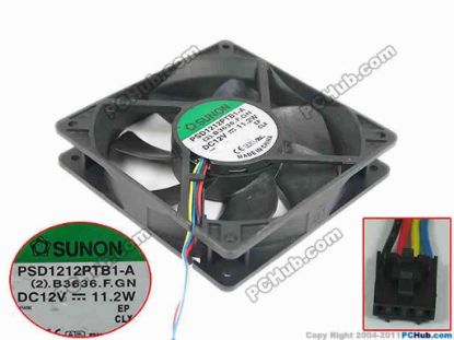 134661 SUNON PSD1212PTB1-A Server - Square Fan (2).B3636.F.GN, sq120x120x25mm, w80x4x4, 12V 0.93A SUNON PSD1212PTB1-A Server - Square Fan 