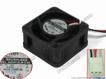 134743 ADDA AD0412LB-C56  Server - Square Fan sq40x40x20mm, 3-wire, 12V 0.07A ADDA AD0412LB-C56  Server - Square Fan 
