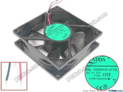 134791 ADDA AD0824UX-A71GL  Server - Square Fan S, 2-wire, DC 24V 0.26A, 80x80x25mm ADDA AD0824UX-A71GL  Server - Square Fan 