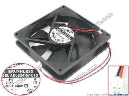 134800 ADDA AD0924HB-C70 Server - Square Fan sq90x90x20mm, 2-wire, 24V 0.14A ADDA AD0924HB-C70 Server - Square Fan