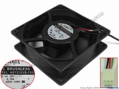 134811 ADDA AD1212UB-F53 Server - Square Fan S, sq120x120x38mm, 3-wire, 12V 0.70A ADDA AD1212UB-F53 Server - Square Fan 